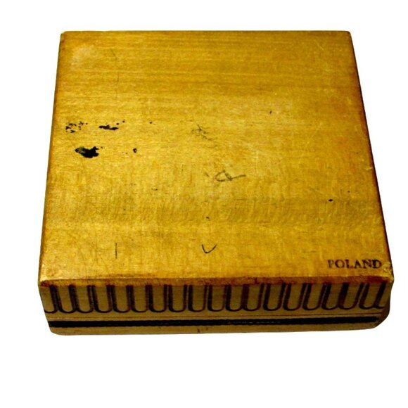 Trinket Box Wood Carved from Poland Rope Pattern Mancave Father Gift Box 4" x 4" - Picture 3 of 4